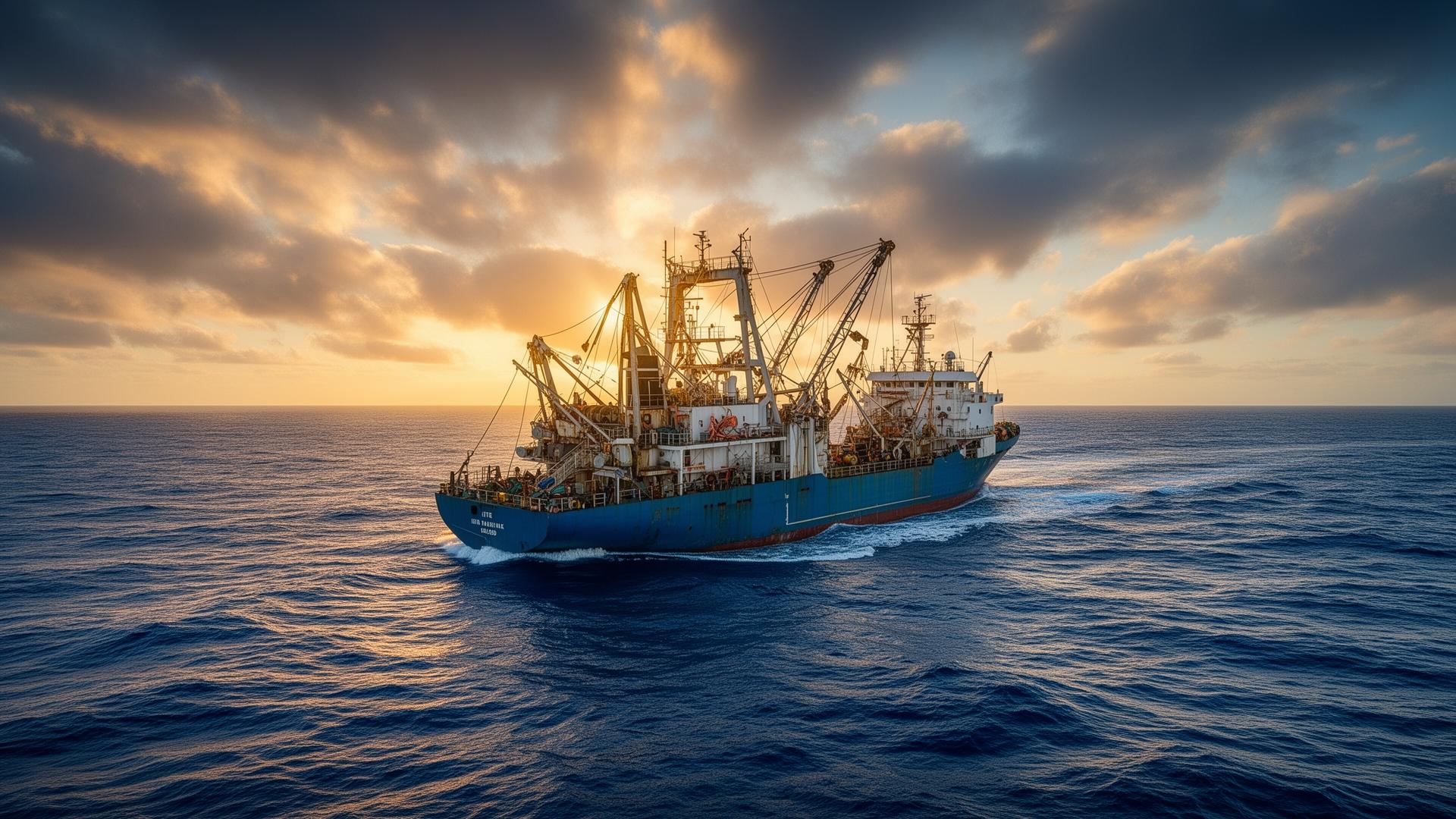 Industrial fishing vessel at sea